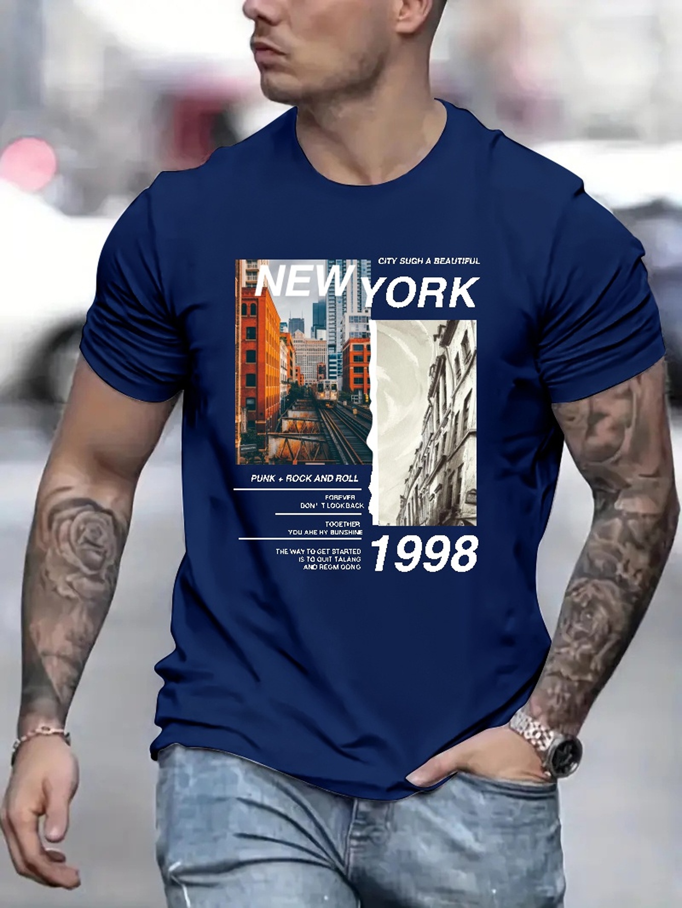 Camiseta Estampado Ciudad Nueva York Camisetas Hombre - Temu Mexico