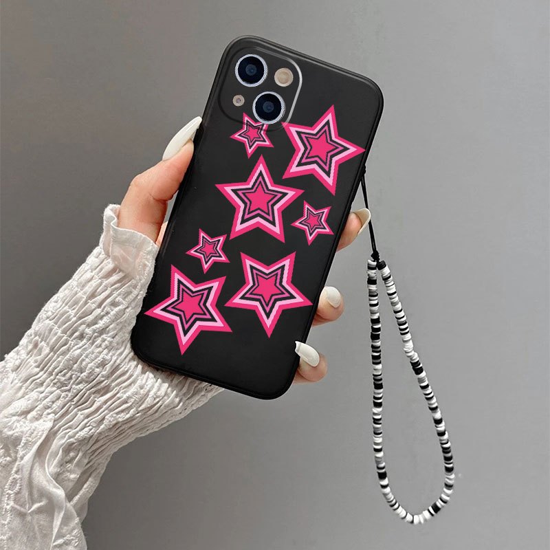 Stars Phone Case With Lanyard For Iphone 14, 13, 12, 11 Pro Max, Xs Max, X,  Xr, 8, 7, 6s, Plus, Mini,graphic Pattern Anti-fall Silicone Phone Case  Sleeve, Gift For Birthday, Girlfriend