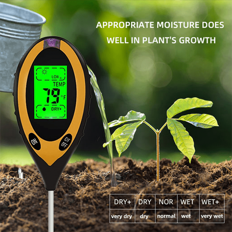 1pc 4 in 1 ph meter for soil testing water moisture sunlight intensity temperature digital soil tester meter for gardening plants farming farm
