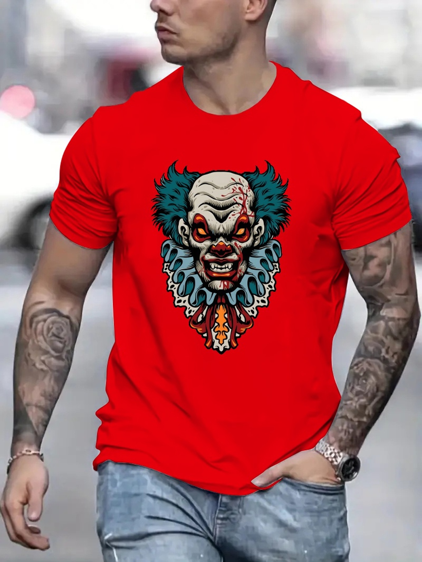 Camiseta Creativa Estampado Gráfico Payaso Aterrador Hombre - Temu Chile