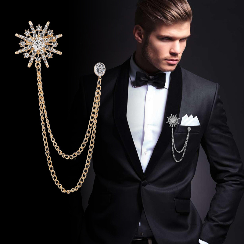 Creative Rhinestone Pins Available 2 Colors Men Suit Accessories