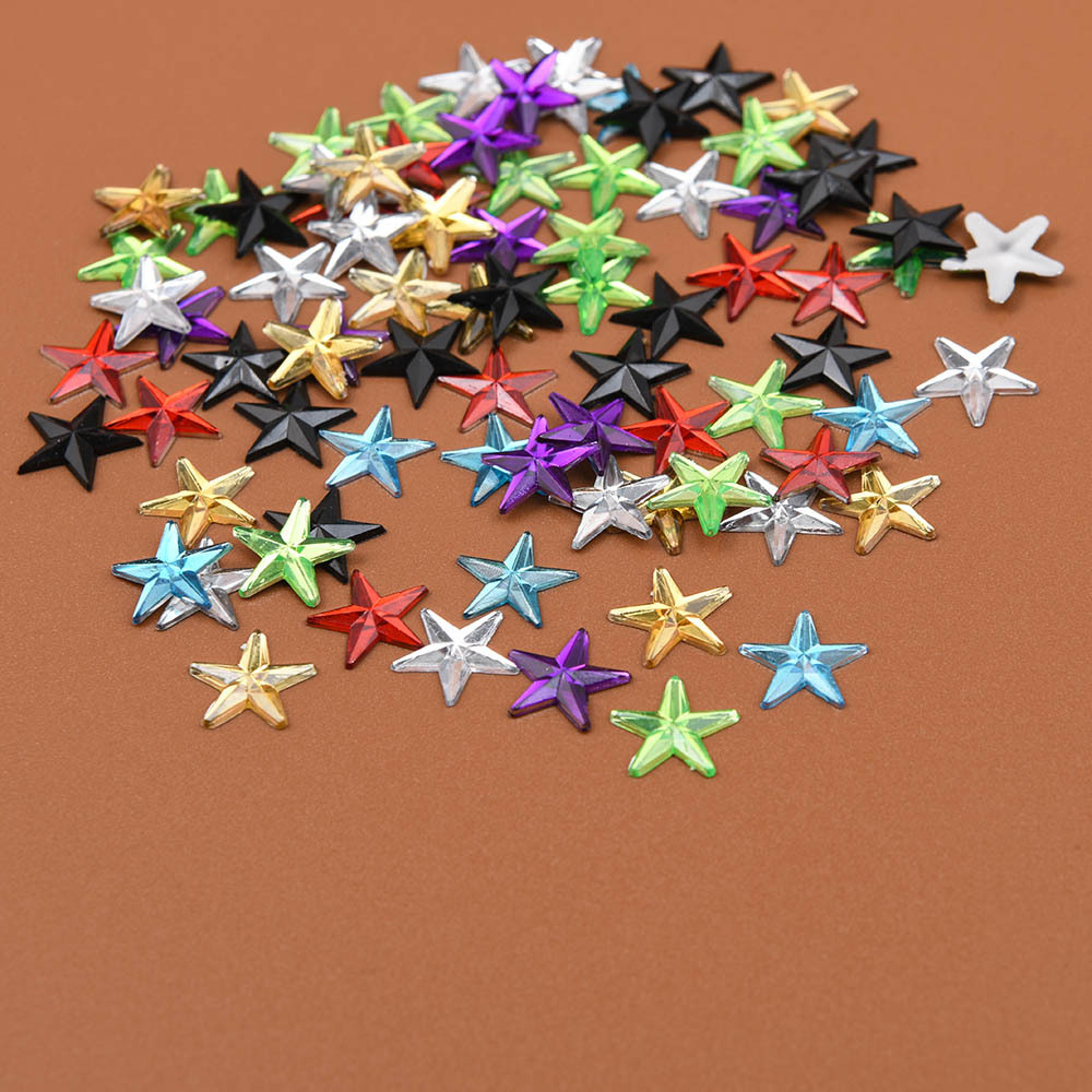 

200pcs 1.0cm/0.39in Applique Flatback Acrylic Rhinestones Mini Stars For Crafts Jewelry Making Wedding Embellishment Diy Appliques Beads Accessories Stud Earrings Nail Decoration No Hole