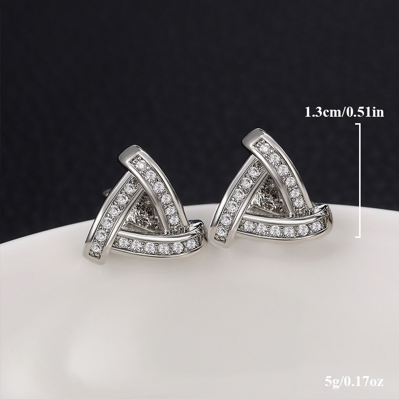 2pcs Men's Triangle Stud Earrings 925 Silver Plated Jewelry
