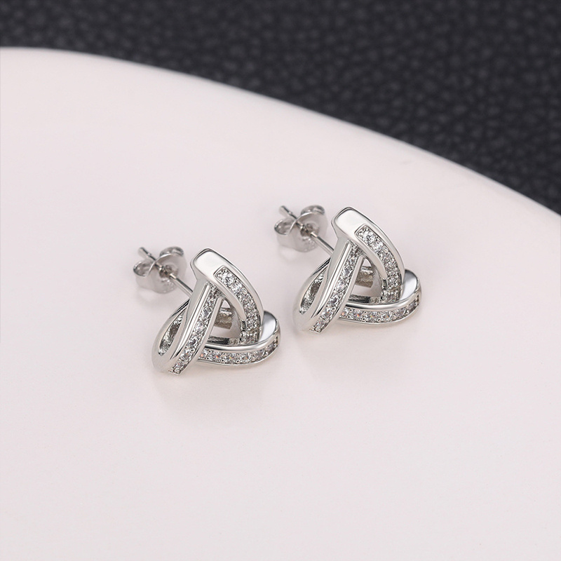 2pcs Men's Triangle Stud Earrings 925 Silver Plated Jewelry