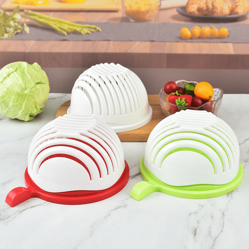 Plastic Salad Vegetable Cutting Bowl Household Fruits Vegetable Cutter  Original Salad Drain Bowl Kitchen Tool, 90 Days Buyer Protection