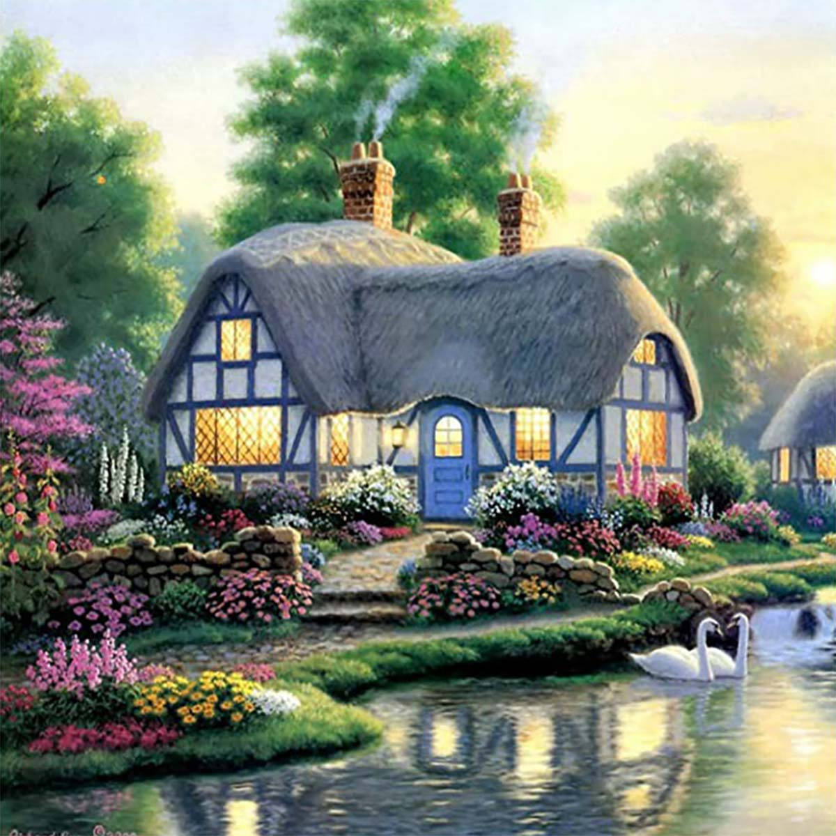 

1pc 5d Diy Artificial Diamond Painting Kits Dream Cottage Art Painting For Home Decor, 20x20cm/7.9*7.9inch, Frameless
