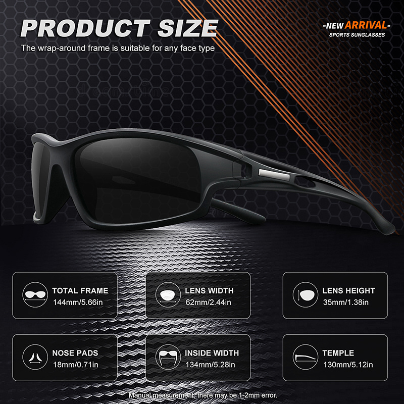 Mens Polarized Sports Sunglasses Unbreakable Frame Cycling Fishing