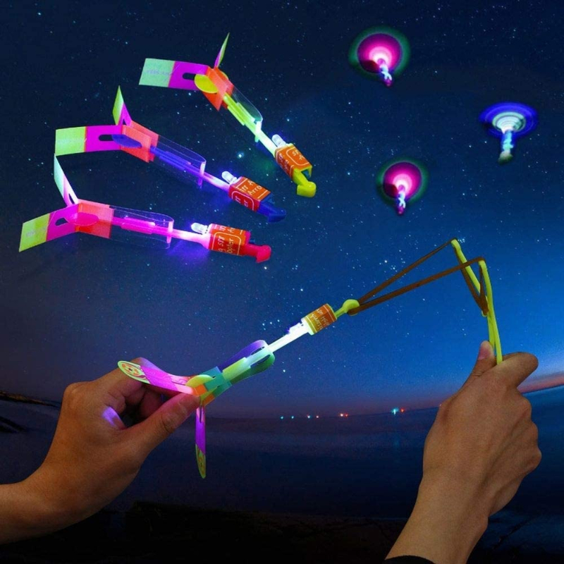 

10pcs, 5 Fly Sword 5 Slingshot, Glow-in-the-dark Flying Rocket With Led Lights - Fun And Safe Slingshot Toy For Kids - Perfect For Parties, Birthdays, And Holidays