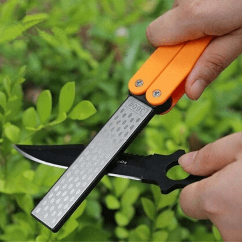 Double Sided Knife Sharpener,Diamond Knife Sharpener,Portable Folding Anti  Slip Sharpener for Sharpening Knife, Axe, Hatchet, Lawn Mower Blade, Garden