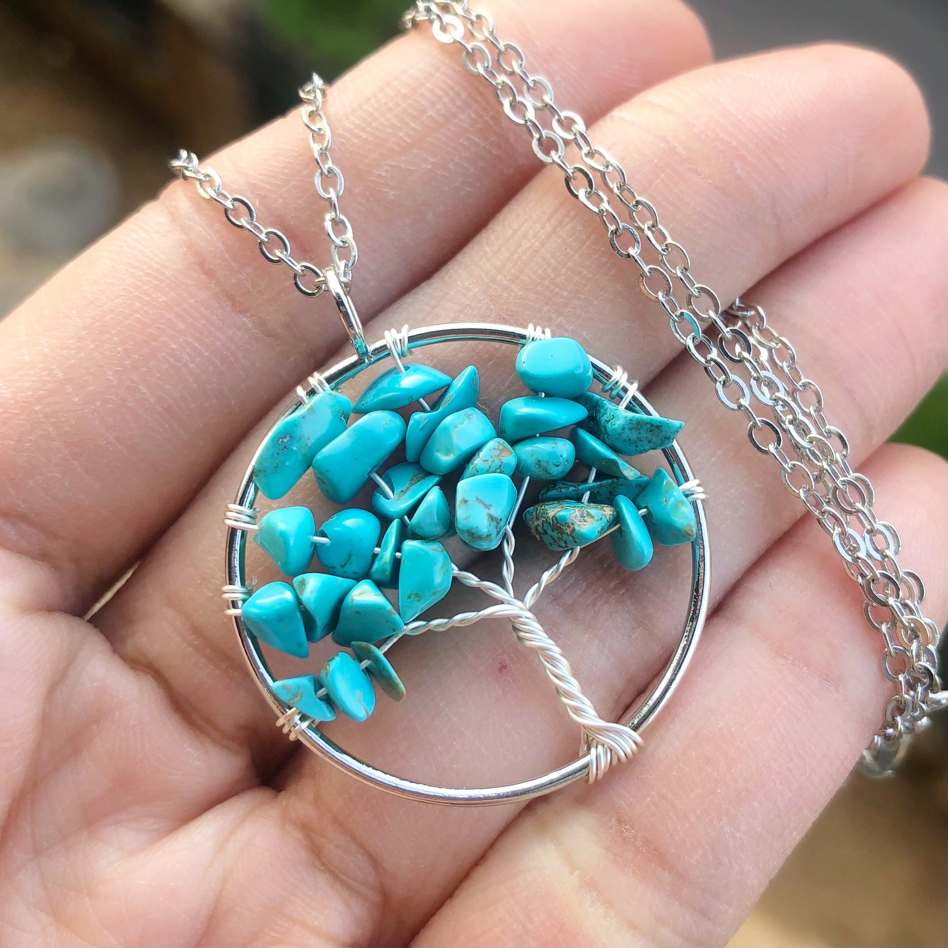 Turquoise tree of life on sale necklace