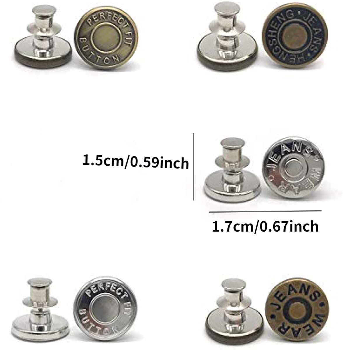 6pcs Adjustable Seam Button Pins for Jeans Sweater Suit
