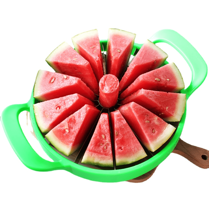 Watermelon slicer cutter Windmill Auto Stainless Steel Melon Cuber Knife  Corer Fruit Vegetable Tools Kitchen Gadgets (Green)