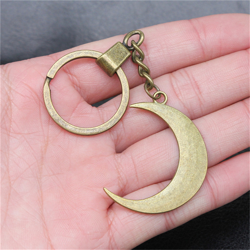 Crescent Moon Silver Pendant Keychain Gift Key Chain Cilp On Bag