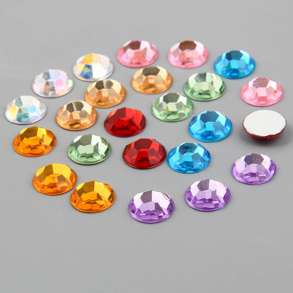 80pcs Of 1.0 Cm/0.39 In Round Rhinestone Appliques, Flatback Acrylic Gems For Crafting, Jewelry Creation, Handmade Projects, Bezel Tray Settings, Pendant Charms, And Cell Phone Embellishments