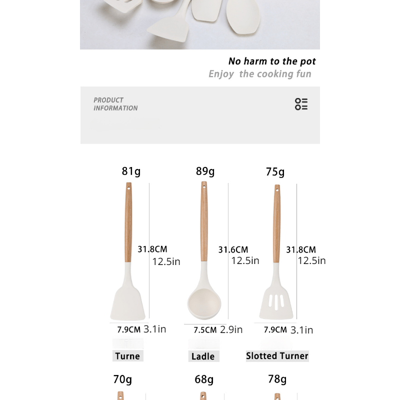 Juego de utensilios de cocina de silicona blanca como la leche (1 juego de  12 piezas)