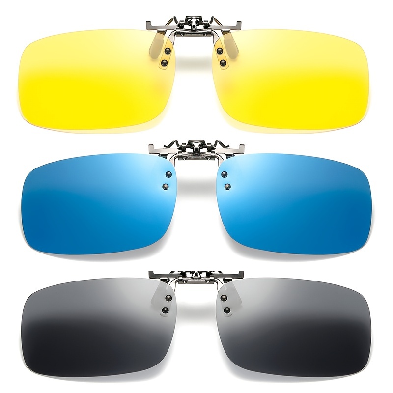 Men's Square Polarized Lens Flip Up Clip On Sunglasses - Temu Oman