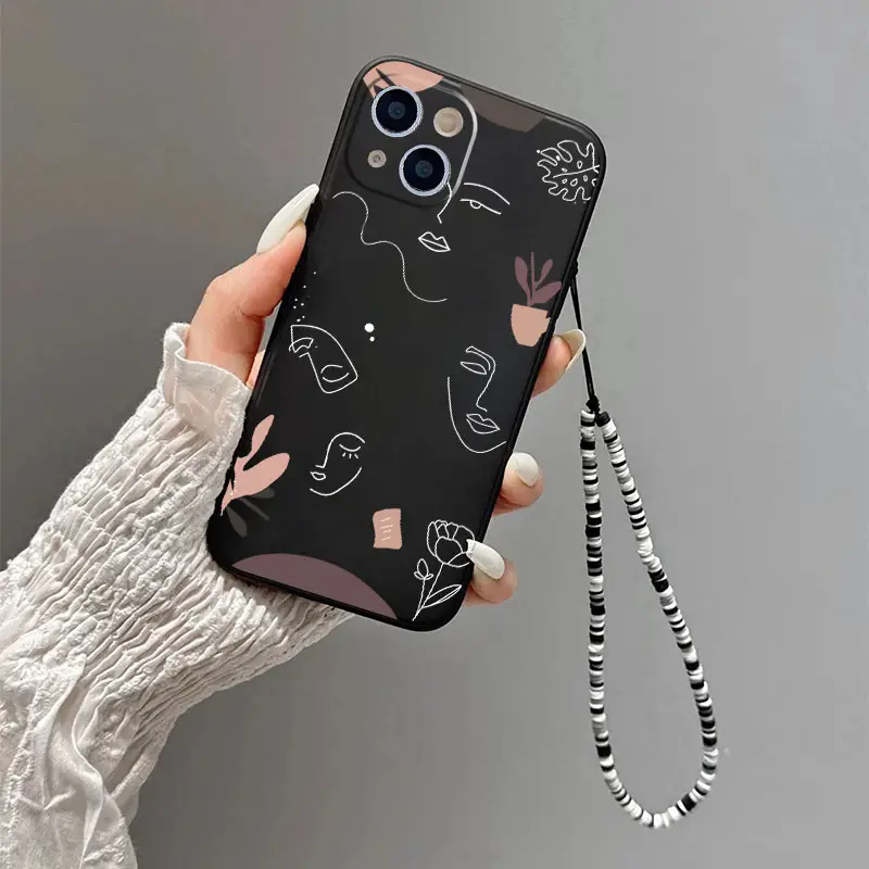 Half Face Phone Case With Lanyard For Iphone 14 13 12 11 Pro Max Xs Max