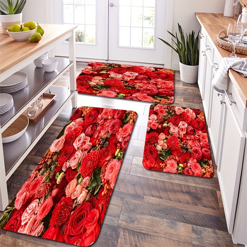 Rose Floor Mat, Bathroom Water Absorption Anti-skid Mat, Bathroom Doormat,  Bedroom Carpet, Floor Mat Fall Decor - Temu