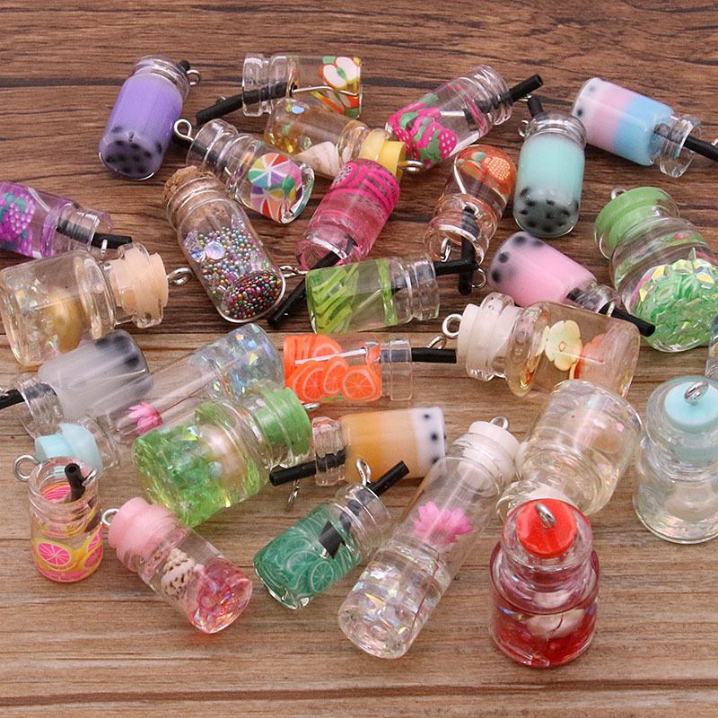 10pcs/pack Water Bottle Resin Charms Mini Bottles Charm Pendants Jewelry  Making