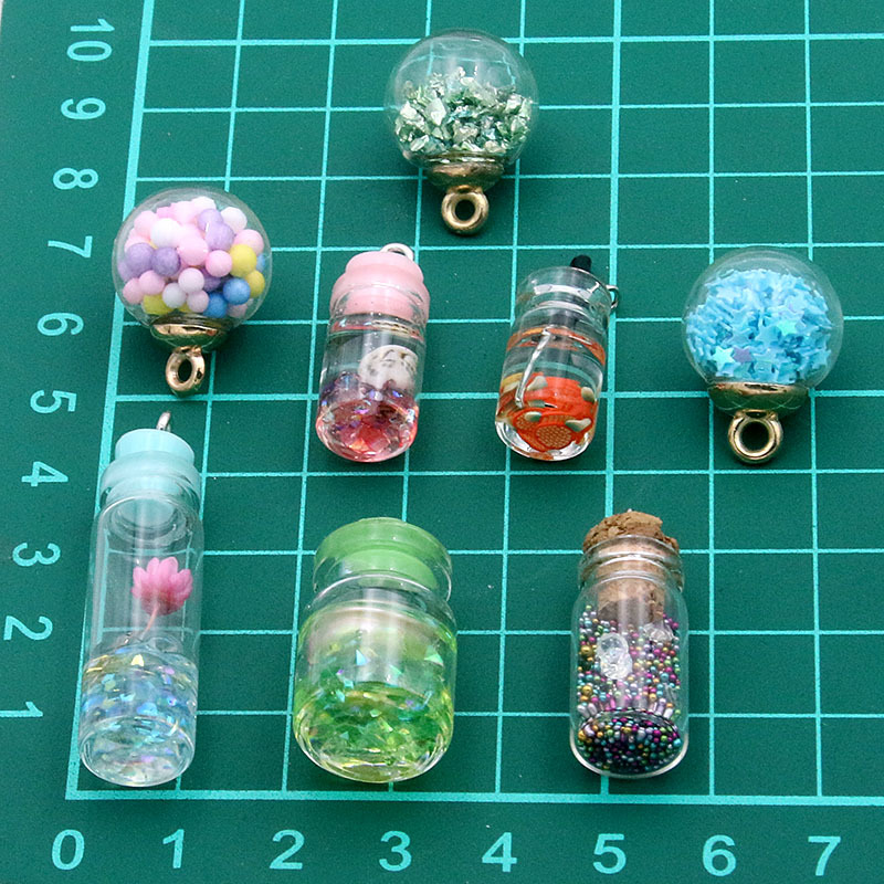 8 30 Styles Mix Glass Bottles Milk Tea Cup Charms For Diy - Temu