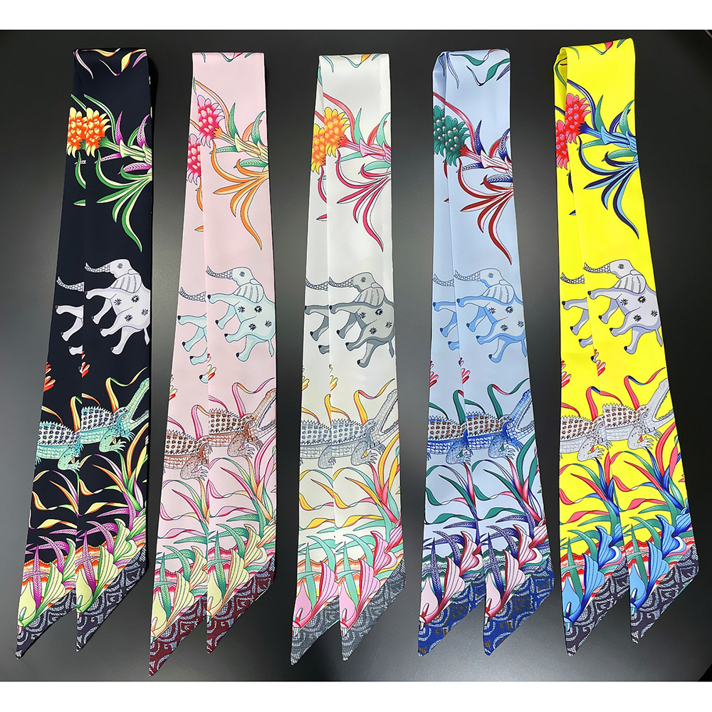 Elephant Pattern Neckerchief Long Skinny Scarf Headband Sash