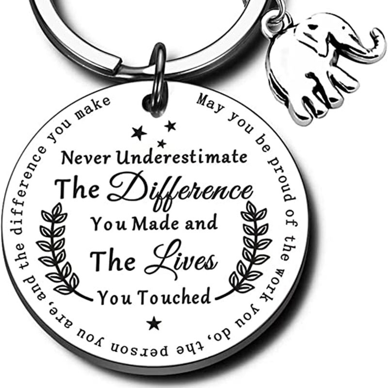 Inspirational Elephant Keychain - Perfect Thank You Gift for Teachers, Volunteers, Employees, Coaches, and Nurses