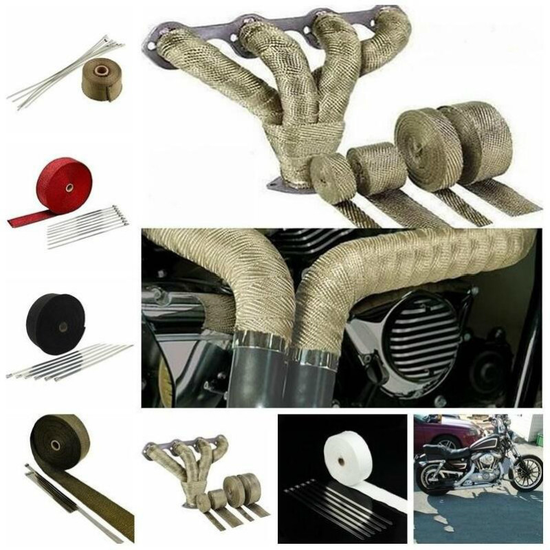 Kit de rollo de tela aislante ignífuga para motocicleta y coche, envoltura  térmica de escape, cinta