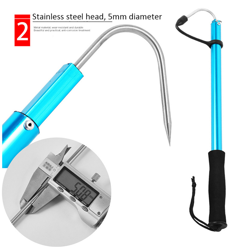 Telescopic Fishing Gaff, Retractable Fishing Hand Gaff, Telescope Gaff Hook  for Fishing, Stainless Steel Fish Gaff Hook, for Saltwater, Ice, Boat