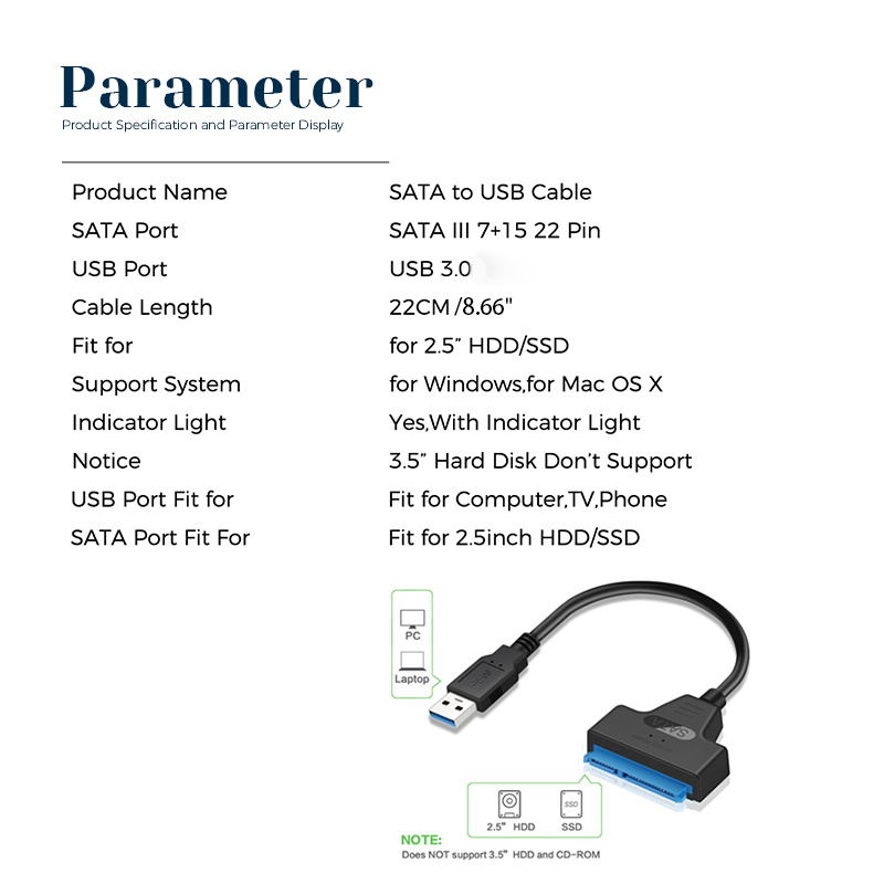 Sata To Usb Cable usb 3.0 To 2.5 Sata Iii Hard Drive Adapter - Temu United  Arab Emirates