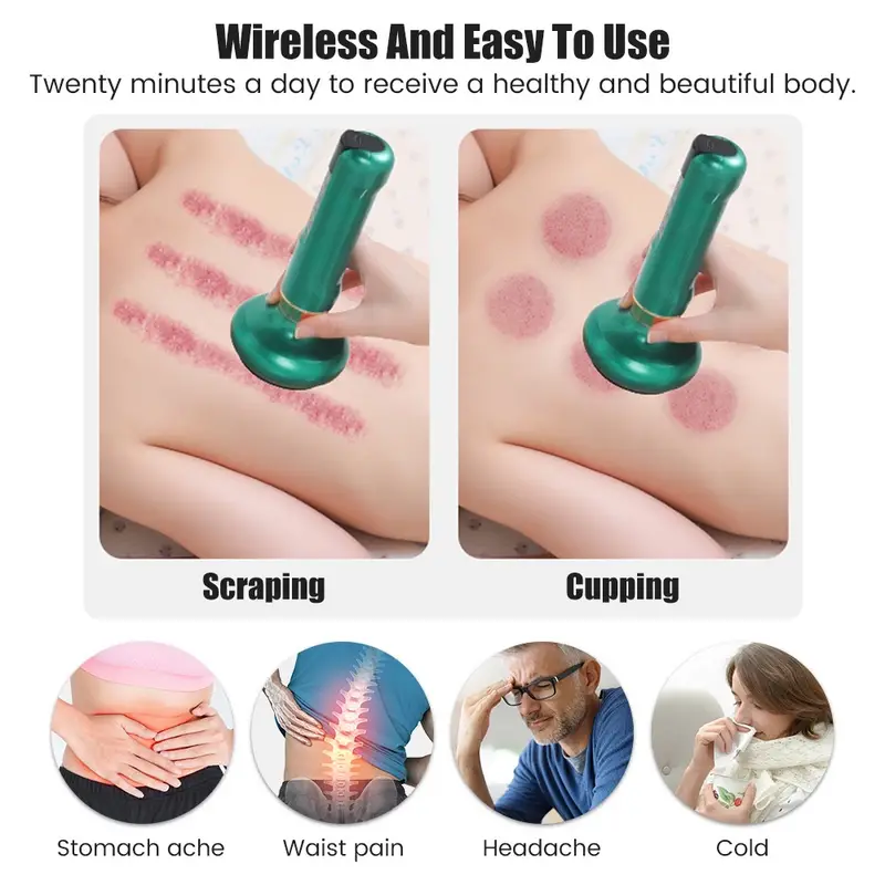 1pc portable electric cupping massager vacuum suction cup scraping reduces the look of cellulite beauty health scraping infrared heat massager details 1