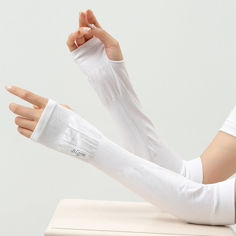 1pair Summer Ice Silk Uv Protection Gloves For Men Women Arm