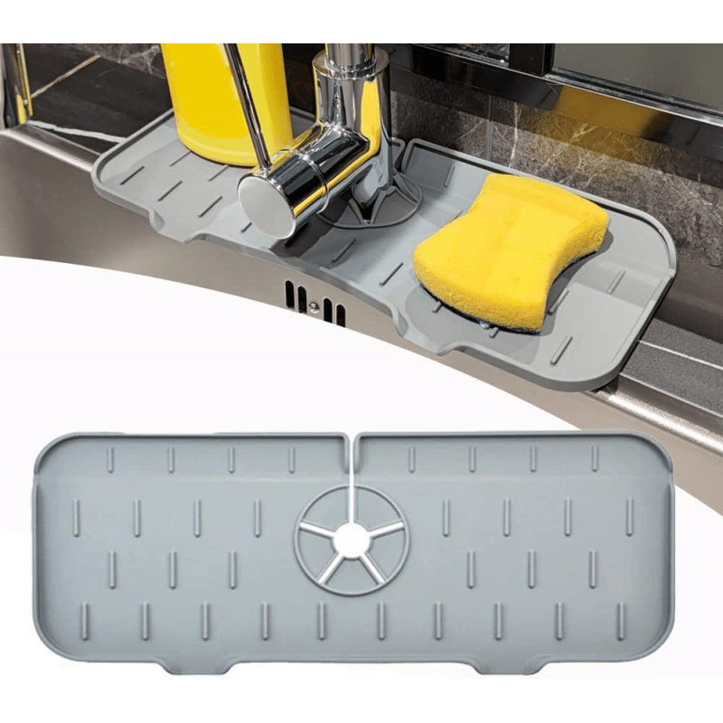 Silicone Kitchen Faucet Mat For Sink Sponge Drain Rack Foldable Sink Mat  Faucet Splash Catcher Bathroom Countertop Protector Mat