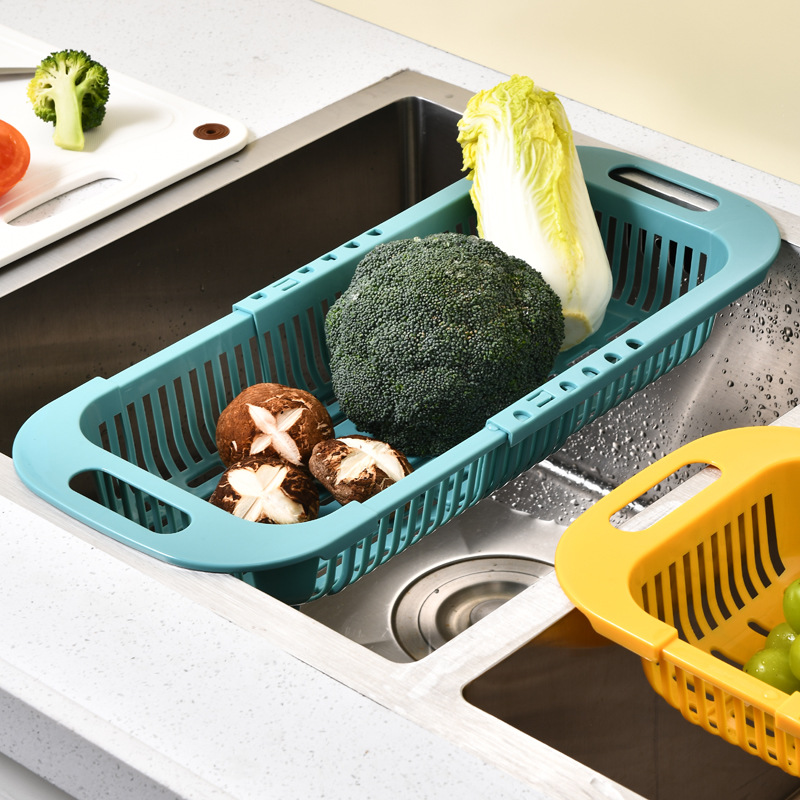 Kitchen Folding Drain Basket Plastic Vegetable Washing Basin Fruits Basket  Household Washing Basket with Lid Kitchen Tool