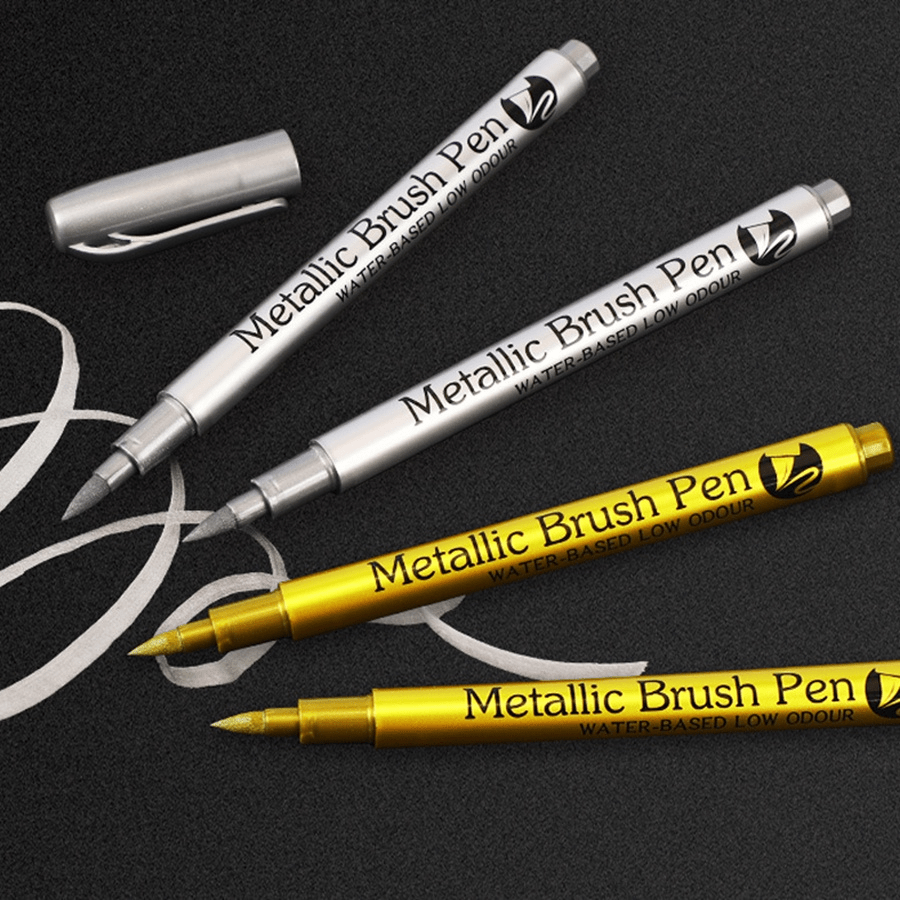 Toma Gold Silver Resin Drawing Pen Metallic Marker Pens Waterproof