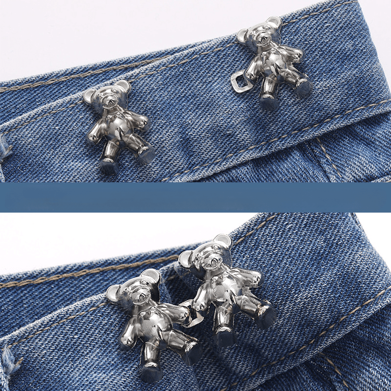 2Pcs Adjustable Waist Clip Detachable Metal Bear Tighten Waist Button for  Women Skirt Pant Jeans Metal Pins Clothing Accessories