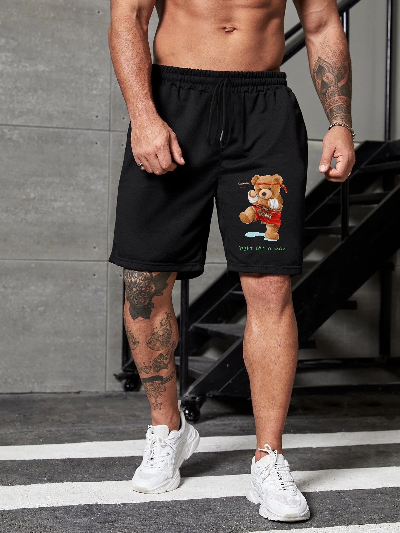 Plus Size Men's Casual Graphic Non pleated Drawstring Shorts - Temu