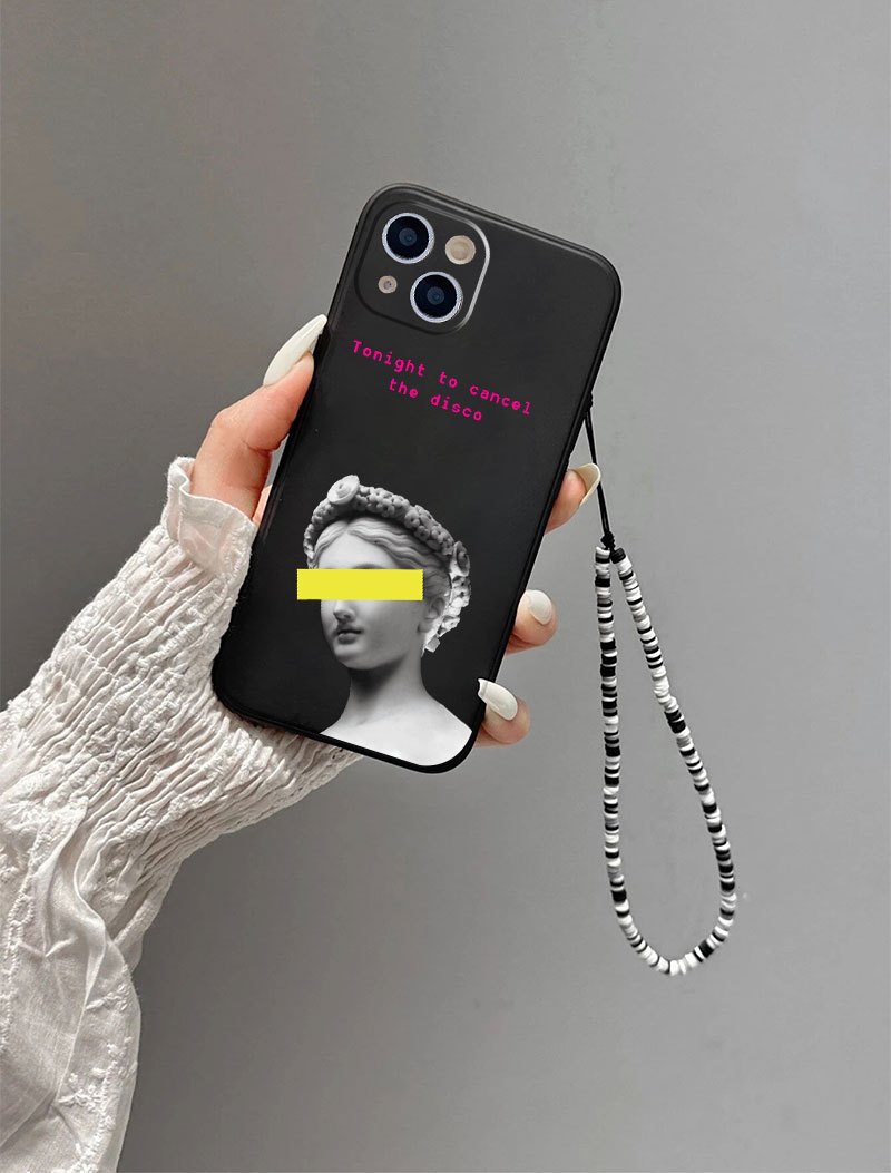スケッチ石膏ポートレート電話ケース ストラップ付き iphone 14 13 12 11 pro max xs max - Temu Japan