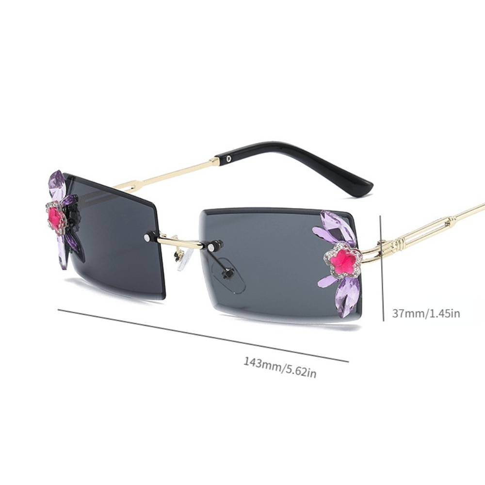 Rimless Sunglasses Rectangle Fashion Metal Shades Eyeglasses Small Sun Glasses Women Travel Eyewear