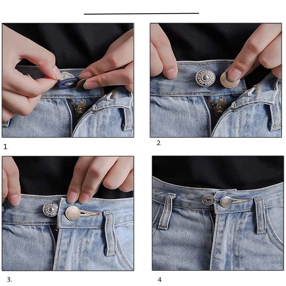 2/10PCS Magic Metal Button Extender for Pants Jeans Free Sewing Adjustable  Retractable Waist Extenders Button Waistband Expander