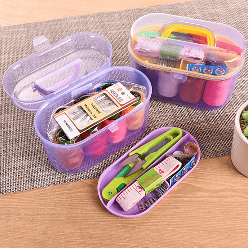 27pcs Sewing Kit Box, Portable Sewing Tools, Scissors Button Thread  Neddles, Sewing Supplies