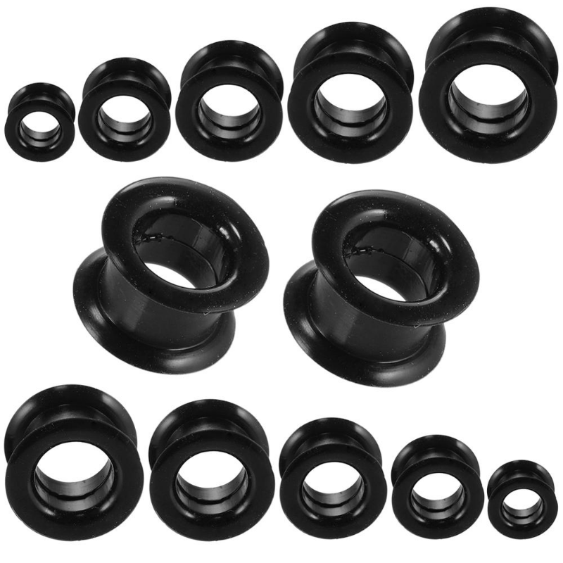 2pcs Hollow Thick Silicone Flexible Double Flared Flesh Ear Tunnel Plugs Gauge Expander Stretchers Piercing Jewelry 3mm-28mm For Men