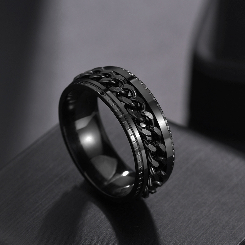 E-shop 1 Pack Drehbare Kettenringe Damen Geprägte Mode Hip Hop Accessoires Ringe Multifunktionale Punk Schmuck Geburtstagsgeschenk