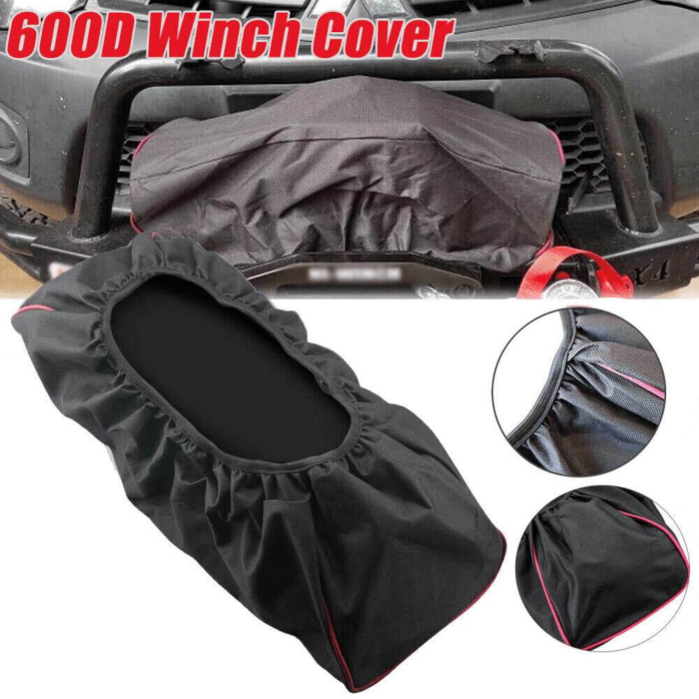 

Black Thick Waterproof Soft Winch Dust Capstan Cover 600d Driver Recovery 8000-17500 Lbs Trailer Suv Universal (22*9.5*7"/56*24*18cm)