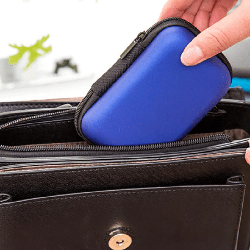 Blue Leather Folding Cable Organizer