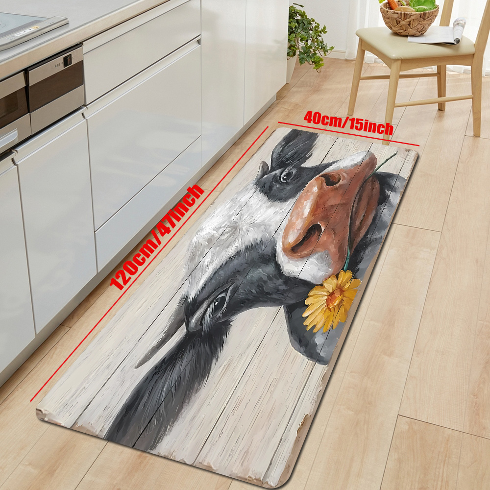 Cow Print Rugs for Kitchen Floor, Farmhouse Kitchen Mats Cushioned