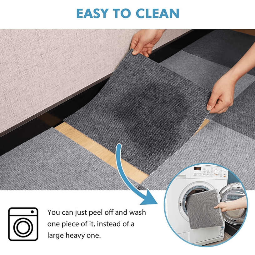 1PC Self Adhesive Carpet Tile Easy Peel Stick Living Room Floor Mat  Anti-Slip