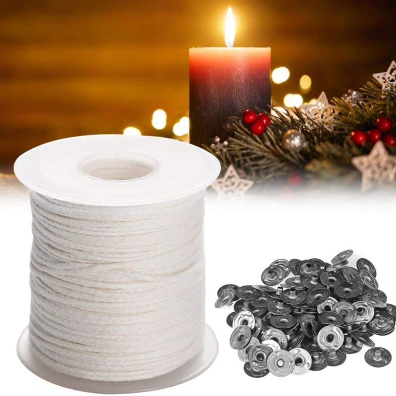1pc Candle Wick Roll & 1pc Candle Wick Holder & 100pcs Sustainer Tab