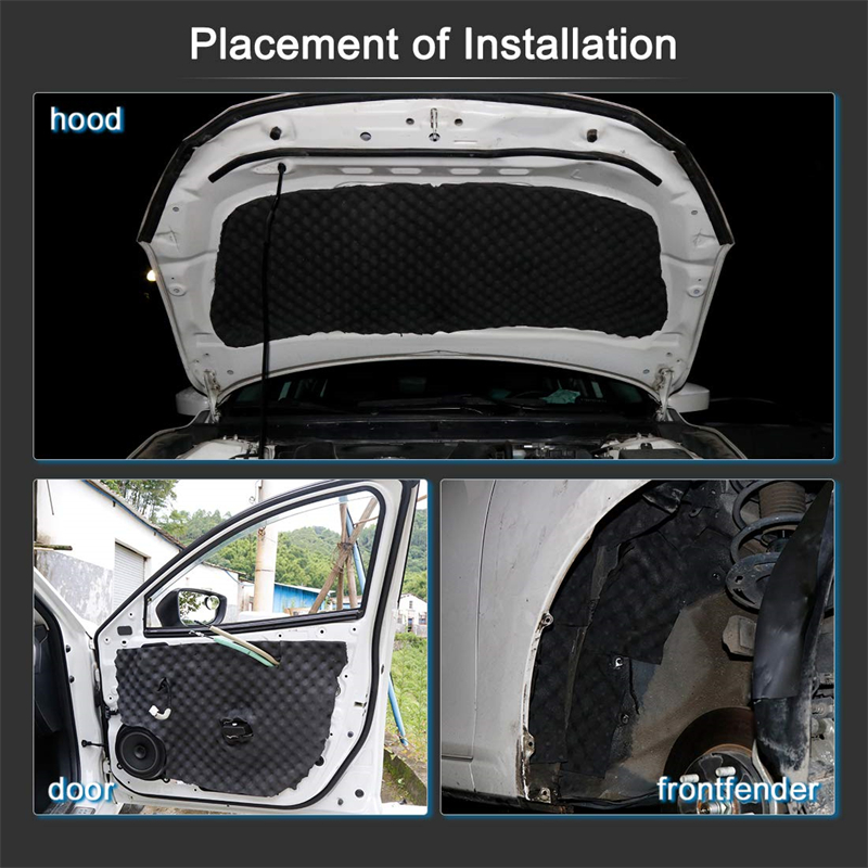 Insonorisation de voiture insonorisant anti-bruit coton auto-adhesif  isolation thermique, 1 rouleau 200 cm x 50 cm, 5 mm, modele : noir 21