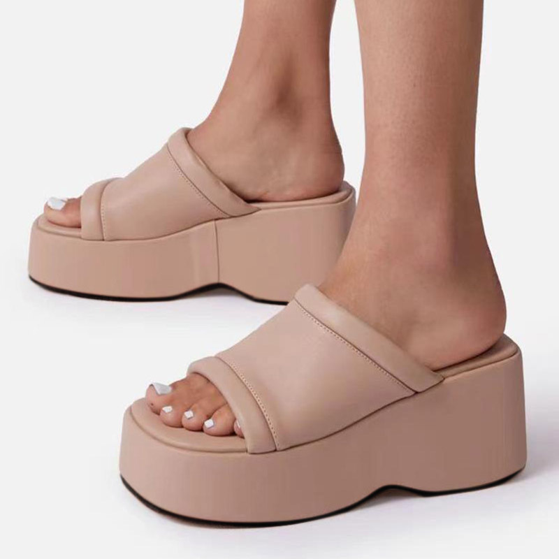 Women's Solid Color Wedge Shoes Open Toe Platform Sandals - Temu