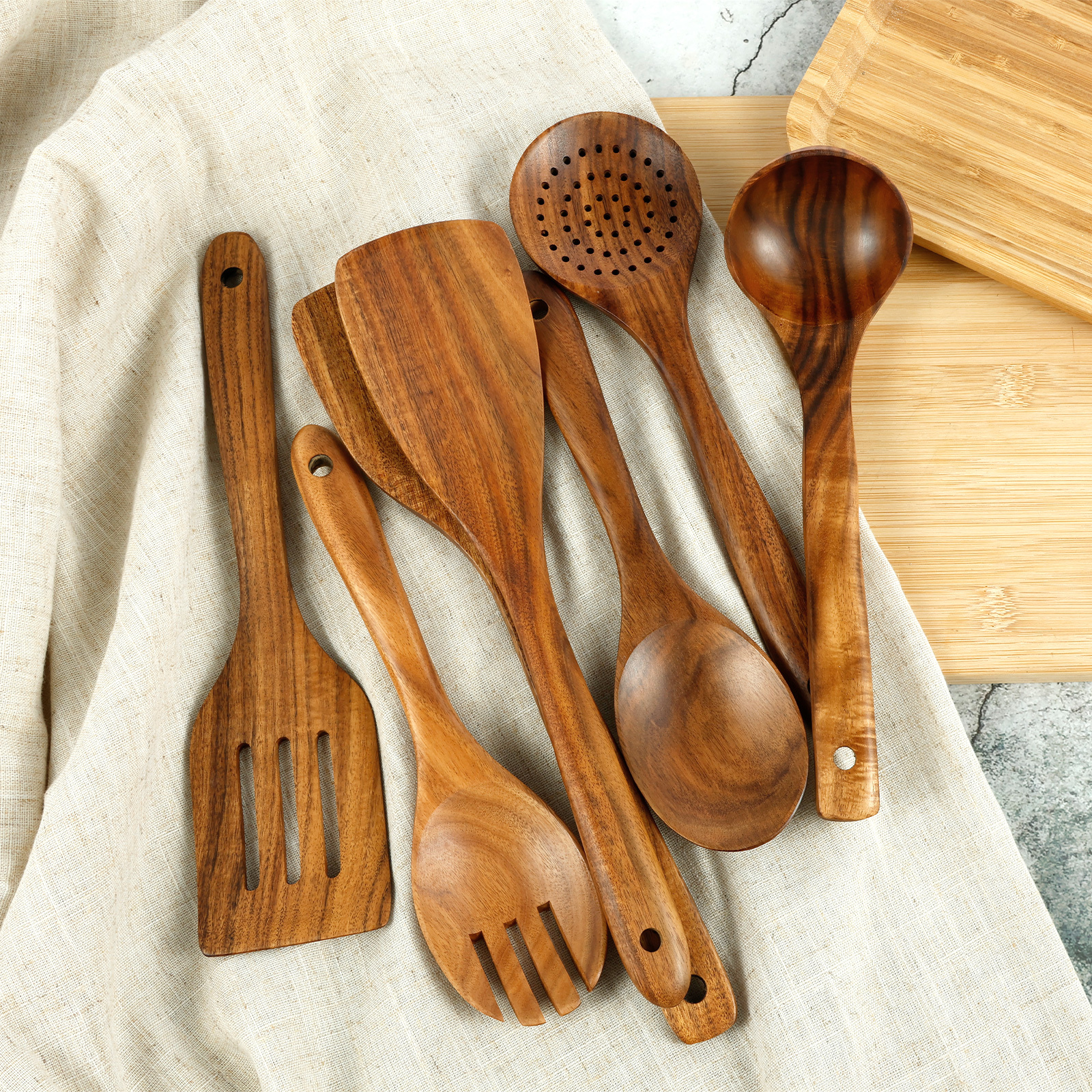 Kitchen Utensils Set Wooden Slotted Shovel Cooking Spatula - Temu